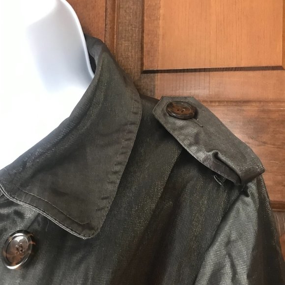 Joan Rivers Olive w/Shimmer Trench Coat w/Epaulettes Size 2X - Picture 10 of 16